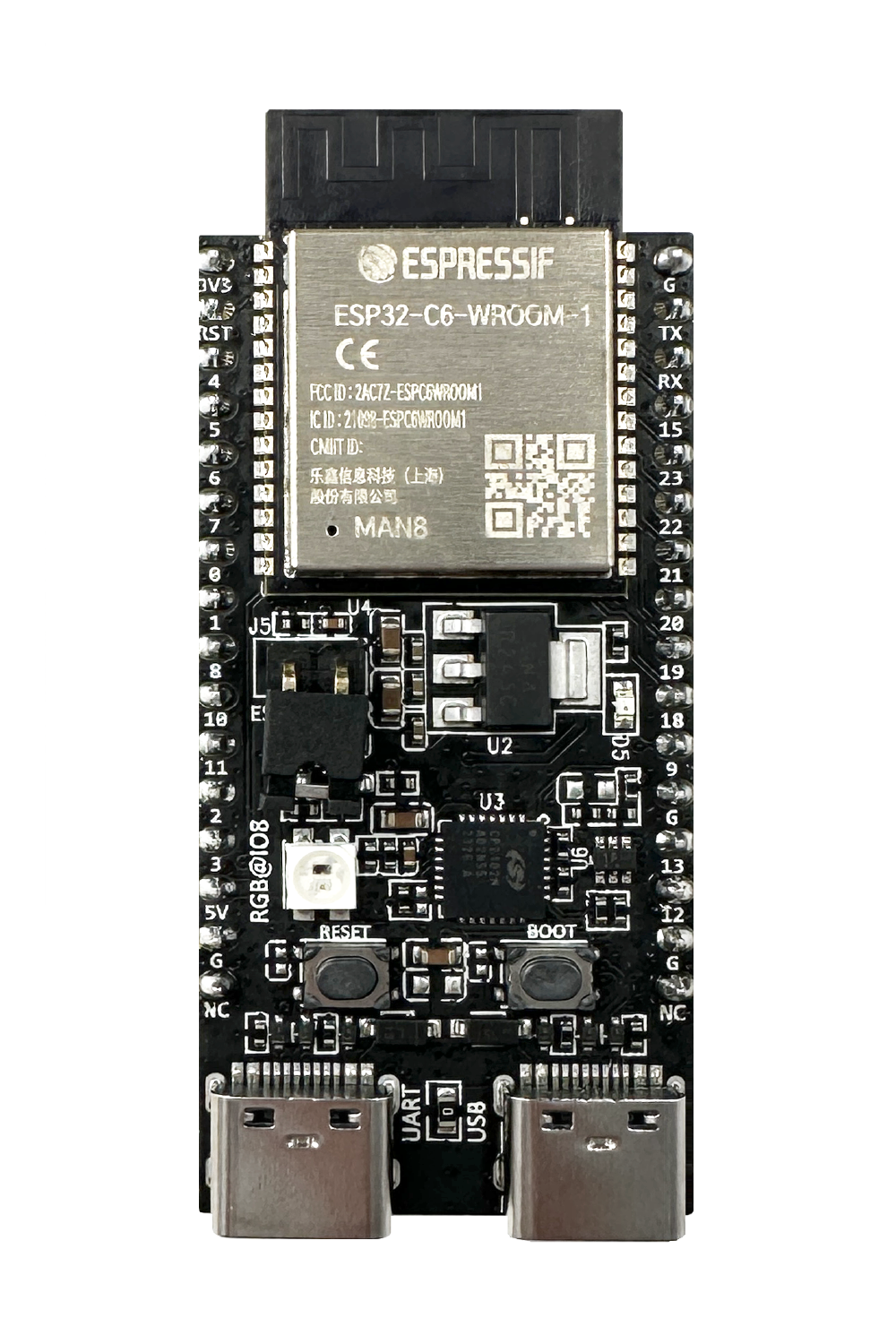 ESP32‑C6‑N16 Wi‑Fi 6 Bluetooth Zigbee Development Board (Welded Headers)
