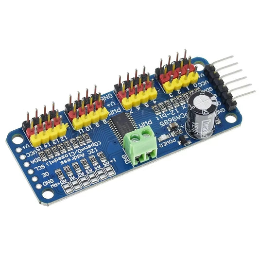PCA9685 16‑Channel PWM Servo Driver Module – I²C Robot Interface